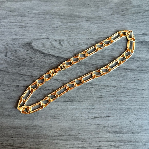 Monet Gold and Red Chain Necklace - Picture 3 of 6